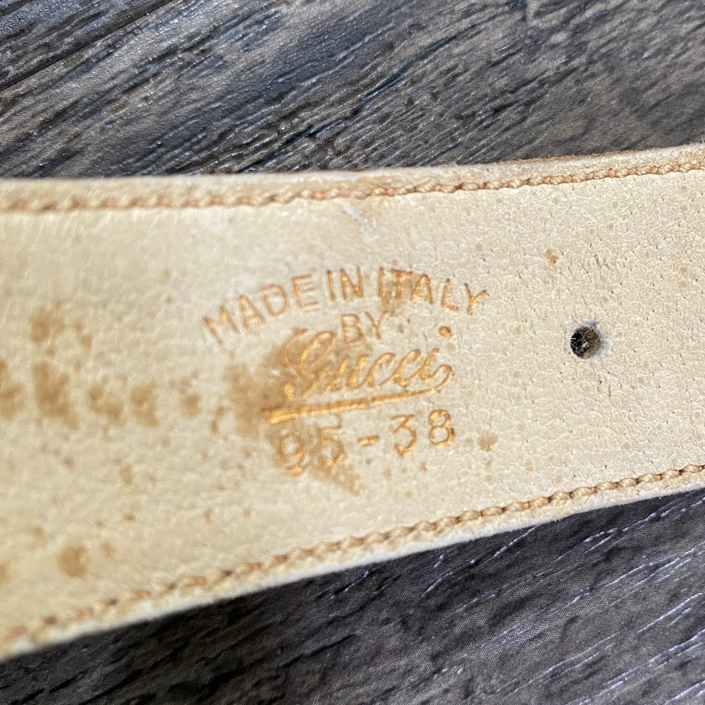 GUCCI Leather Golden Single G Vintage Brown Belt - Picture 9 of 9